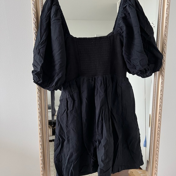 NWT - Anthropologie Black Puffy Sleeve Baby Doll Mini Dress - Size Small - Picture 8 of 8
